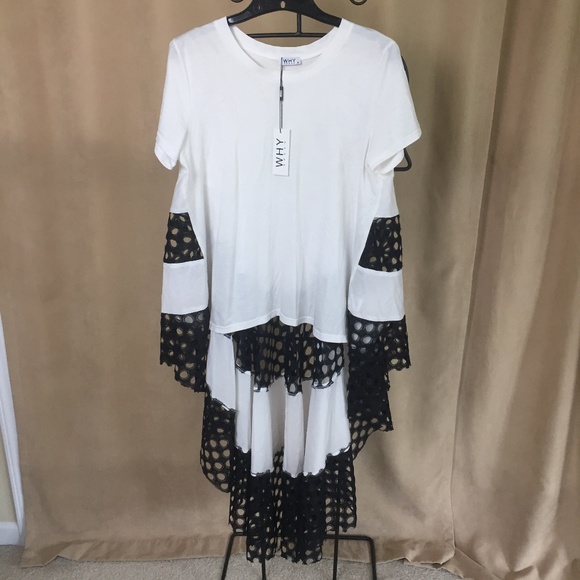 NWT WHY DRESS Hi Lo Top Black/White Size Small - Picture 7 of 15